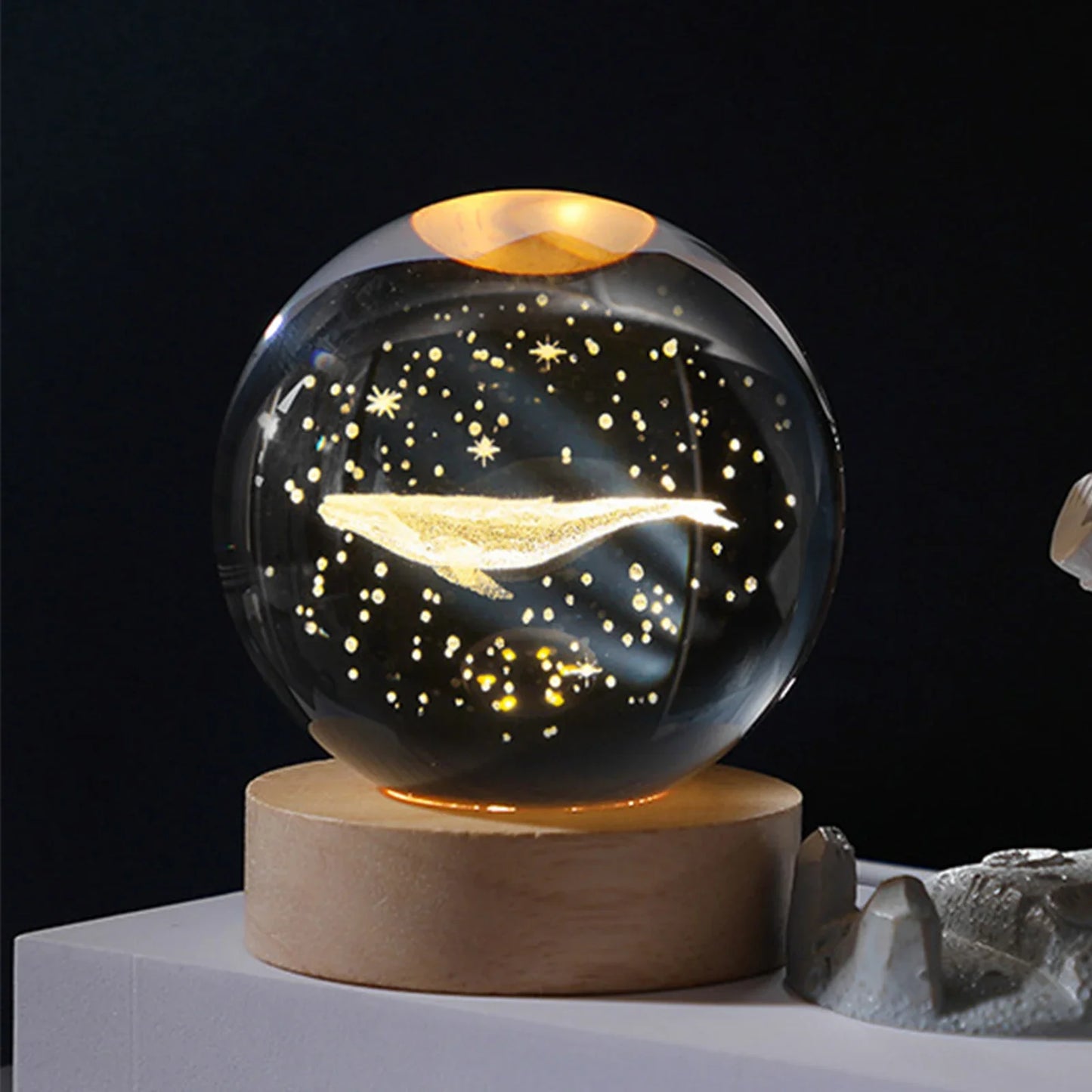 Luci Notturne Con Sfera Di Cristallo Lunare 3D Galassia Astronauta Illuminazione Laser Intaglio Regalo Di Compleanno