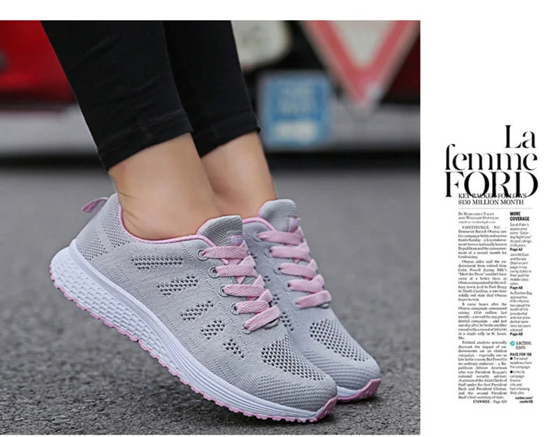 Scarpe Casual Traspiranti Da Donna Walking Mesh In Nylon Tessuto Calzature Femminili Leggere