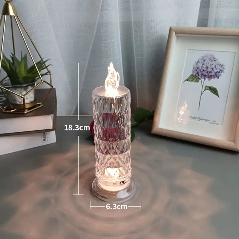 Lampada Da Tavolo LED In Cristallo Proiezione Rosa Luce Romantica Diamanti Notturni Per Decorazioni Natalizie In Letto