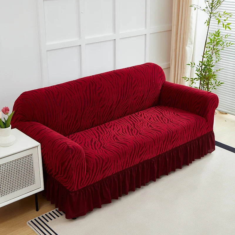 1pc Gonna Onda Cationica Copridivano Fodera per Divano Jacquard Elastico All-inclusive Protezione per Divano Regolabile Antiscivolo Universale