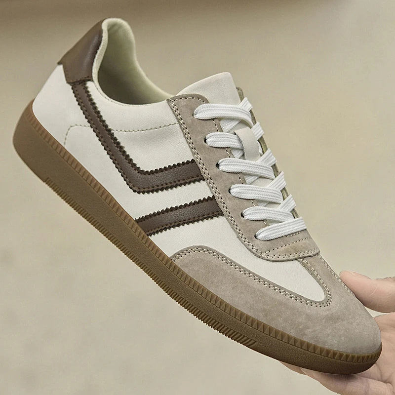 Scarpe Vulcanizzate Uomo Collezione Primaverile Scarpe Stringate Casual da Esterno Pelle Classiche da Passeggio Skate