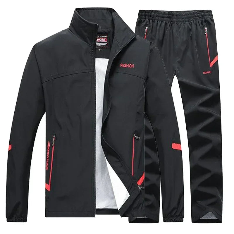 Tuta Sportiva Uomo 2 Pezzi Giacca Con Zip Pantaloni Vita Elastica Allenamento Pallacanestro