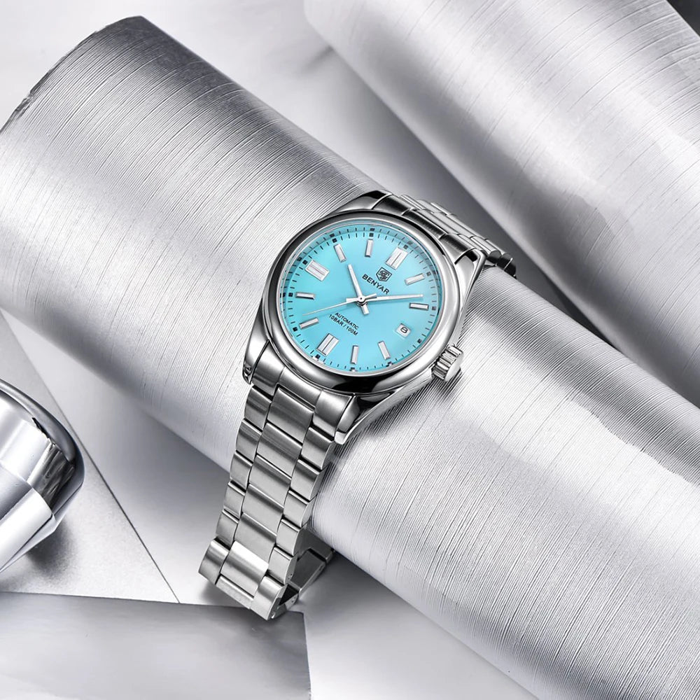 Orologio Automatico Meccanico Lusso da Uomo con Calendario Impermeabile 100m Acciaio Inossidabile Luminoso