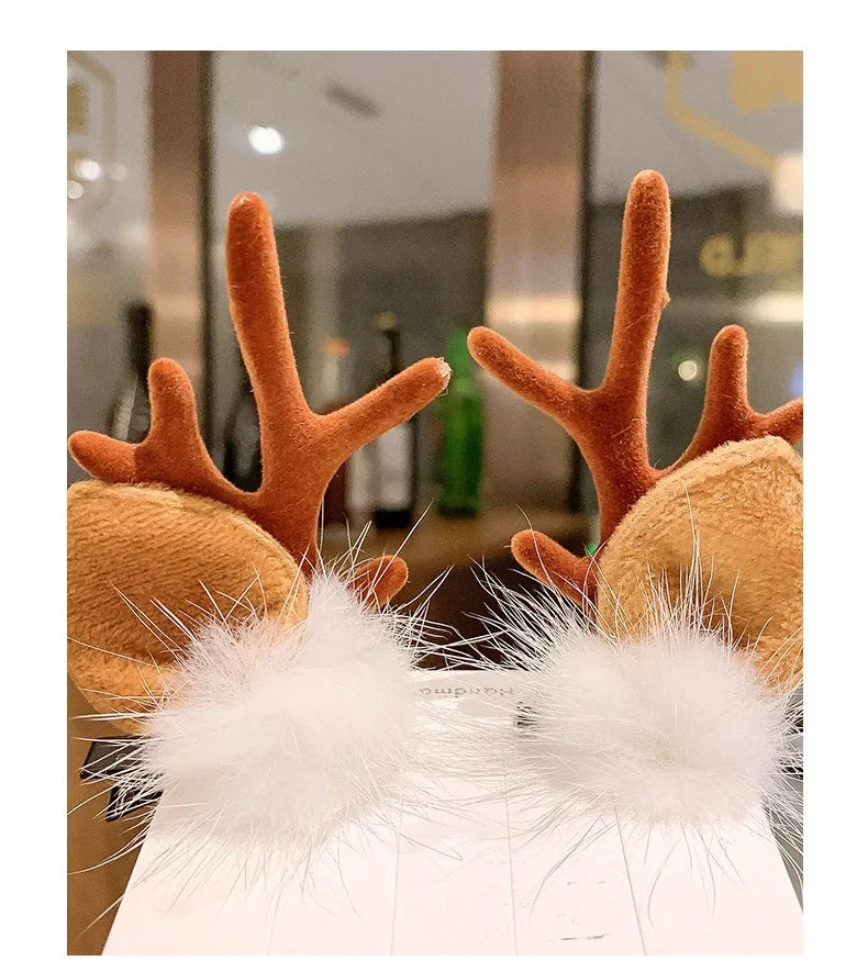 Fascia Natalizia Corna Di Renna Con Fiore Copricapo Per Capelli Per Bambini Adulti Natale Halloween Cosplay