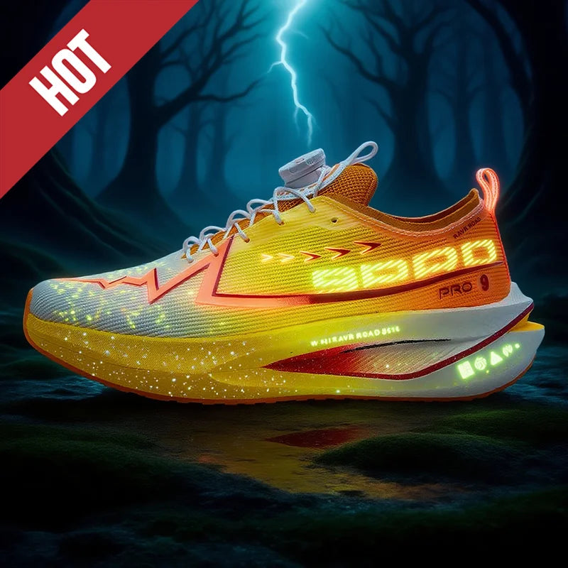 Scarpe Da Corsa Fluorescenti Carbon Board Marathon Uomo Traspiranti Leggere Comode Sneakers Antiscivolo