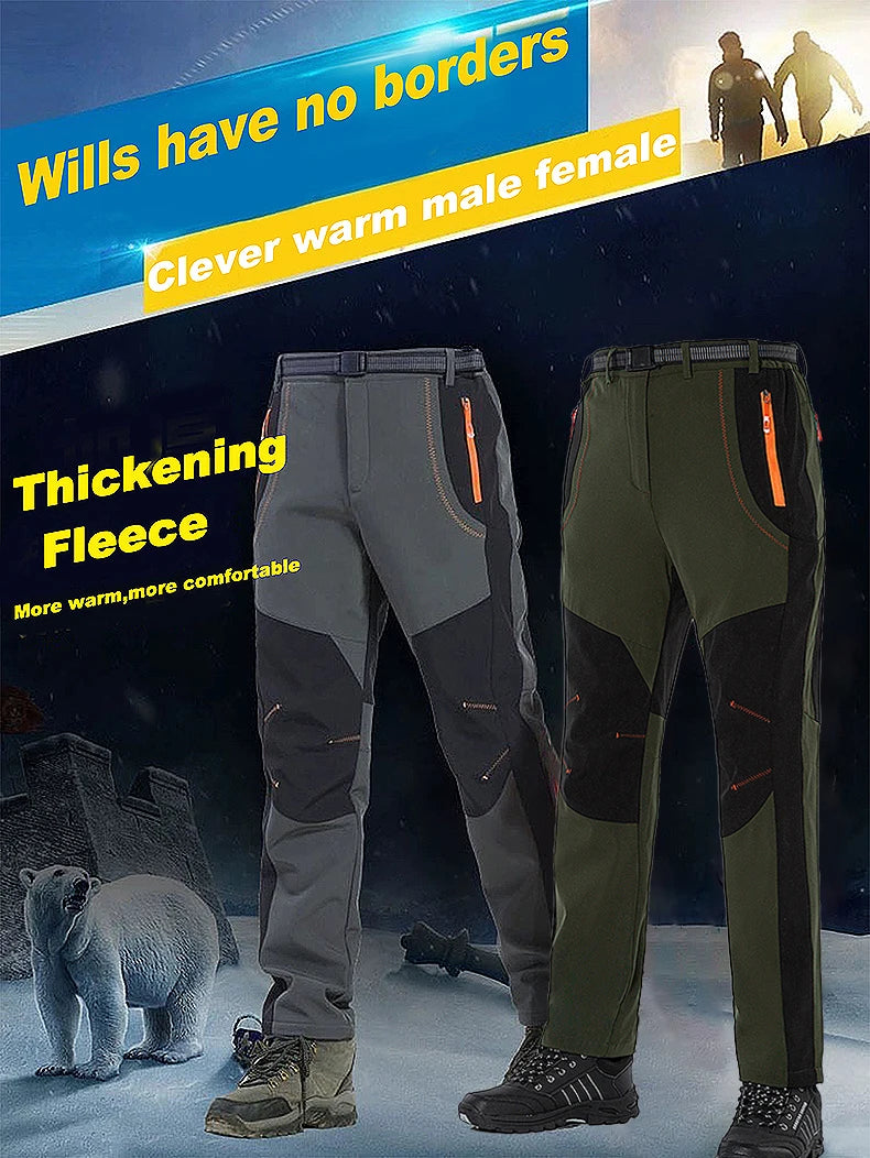 Pantaloni Invernali Da Uomo In Pile Per Trekking Impermeabili Caldi Da Campeggio All Aperto Soft Shell Antipioggia Antivento