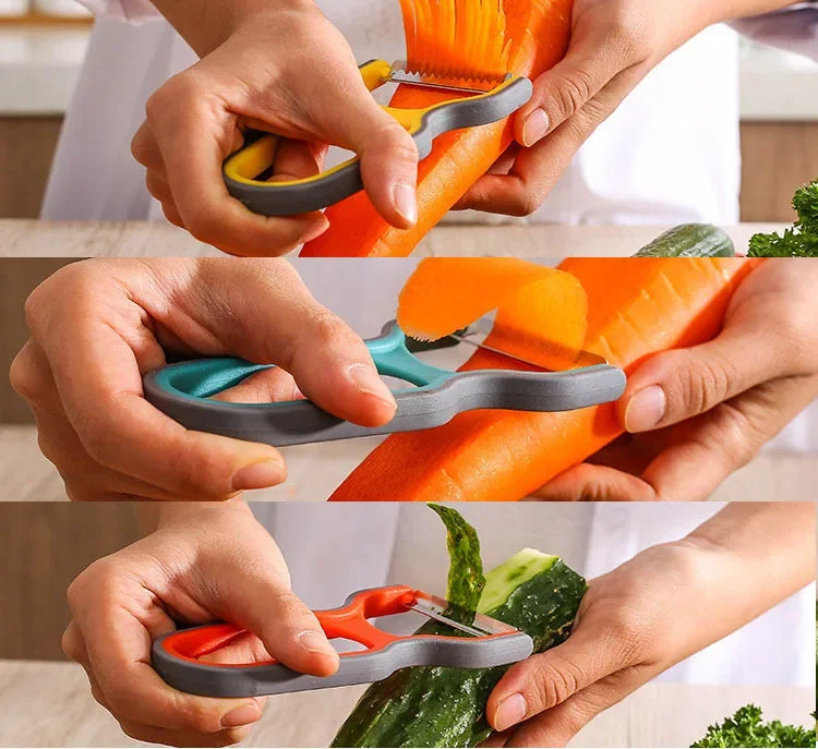 Set Da Tre Pelapatate In Acciaio Inox Con Manico Antiscivolo Per Alimenti E Accessori Da Cucina Colore Casuale