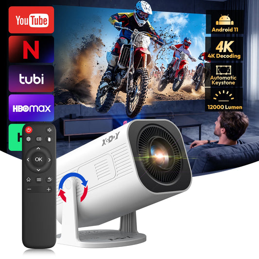 XGODY Gimbal 3 Pro Proiettore Android 4K WiFi6 Mini Beamer 300 ANSI Dual WiFi BT5.4 1280x720 Home Theater Portatile