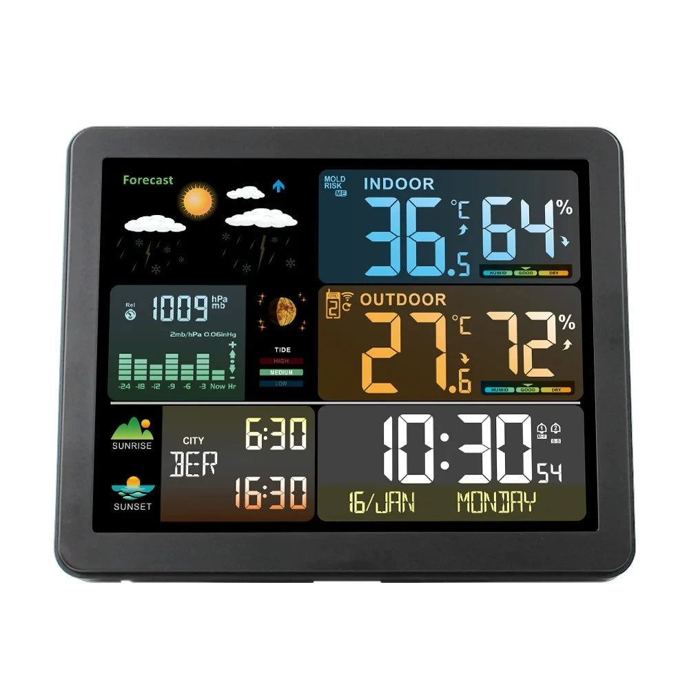 Orologio Stazione Meteorologica Digitale Misuratore Di Temperatura Umidità Interni Previsioni Meteo Wireless Telehill
