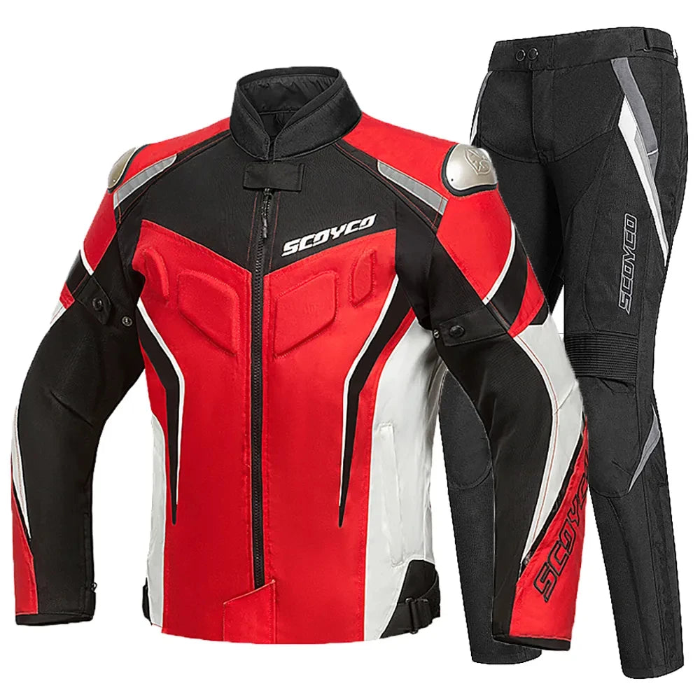 SCOYCO Moto Giacca Impermeabile Anticaduta Traspirante In Rete Con Protezioni Motocross Pantaloni Tuta Uomo