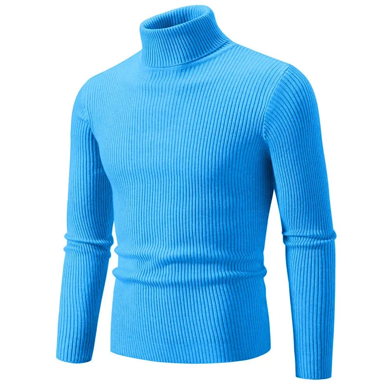 Pullover Da Uomo Dolcevita Lavorato A Maglia Solido Slim Fit Autunno Inverno Manica Intera Casual