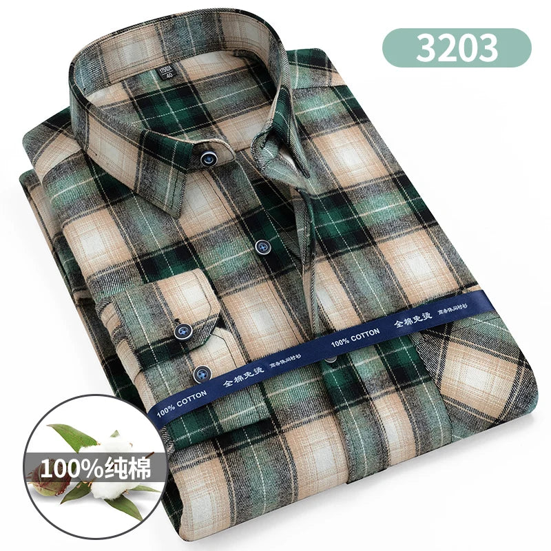 Camicie Da Uomo In Flanella Scozzese A Quadri Manica Lunga In Cotone Taglie Dalla S Alla XL Vestibilita Standard E Casual