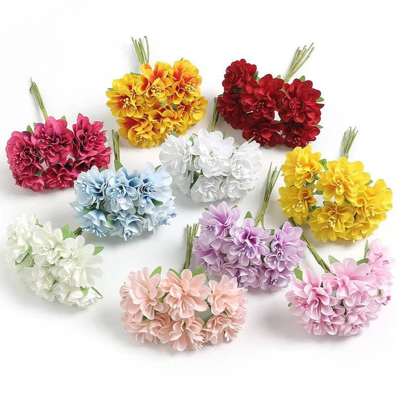 Set Da 6 Fiori Artificiali In Seta Bouquet Da 11 Cm Decorazioni Per Casa E Matrimoni Ghirlanda Fai Da Te