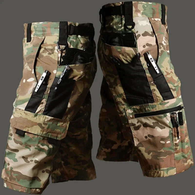 Pantaloncini Mimetici Da Uomo Estate Asciugatura Rapida Tasche Multiple Militari Escursionismo All Aperto Jogger
