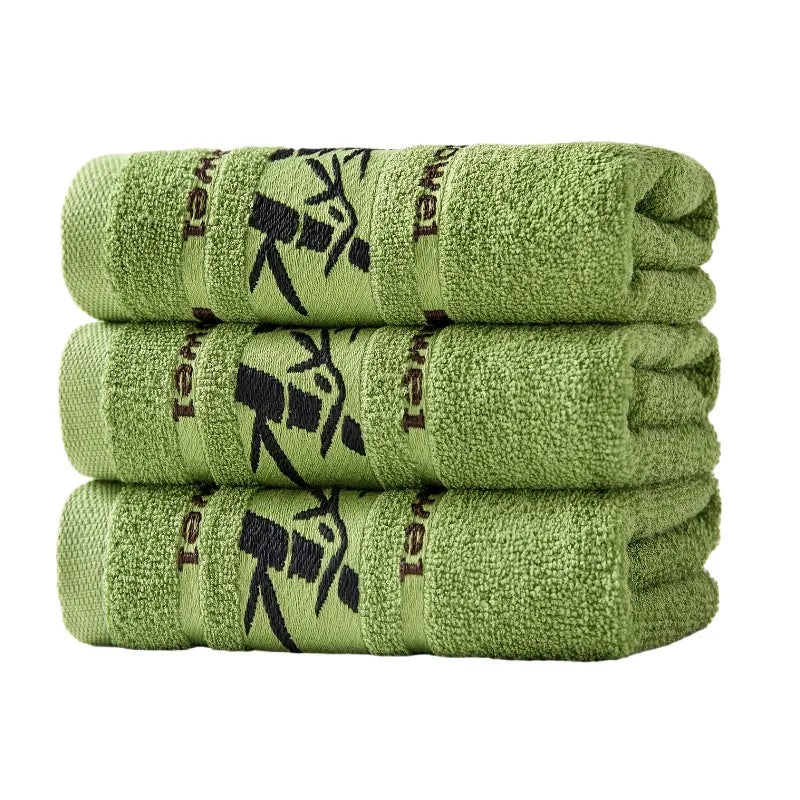 Set Di 3 Asciugamani Da Bagno In Fibra Di Bambù Verde 34x74cm E 70x140cm Per Viso E Mani