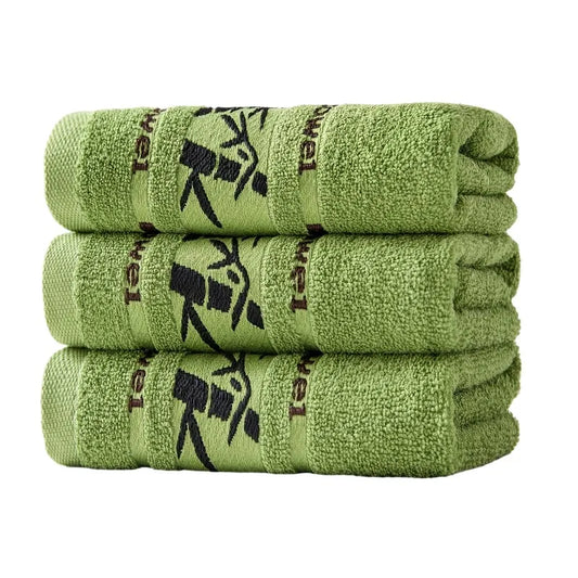 Set Di 3 Asciugamani Da Bagno In Fibra Di Bambù Verde 34x74cm E 70x140cm Per Viso E Mani