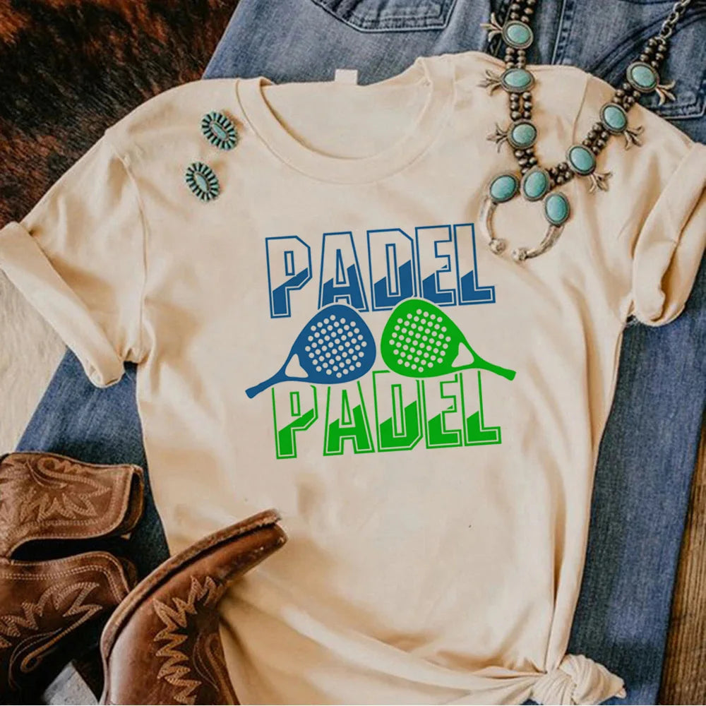 Padel T Shirt Donna Divertente Harajuku Vestiti Femminili Collo A O Poliestere Manica Corta