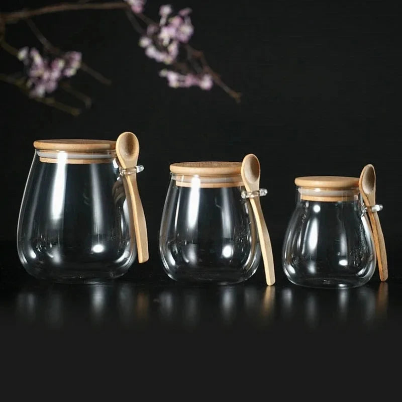 Contenitori Ermetici in Vetro con Coperchio per Conservare Zucchero Caffè e Tè Set Barattoli Sigillati