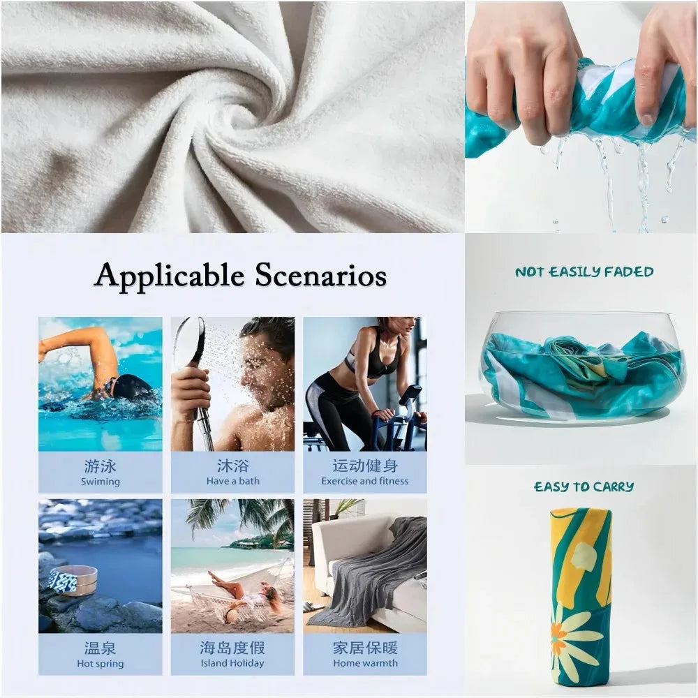 Telo Mare A Righe In Microfibra Ad Asciugatura Rapida Asciugamano Assorbente Per Spiaggia Vacanze Al Nuoto