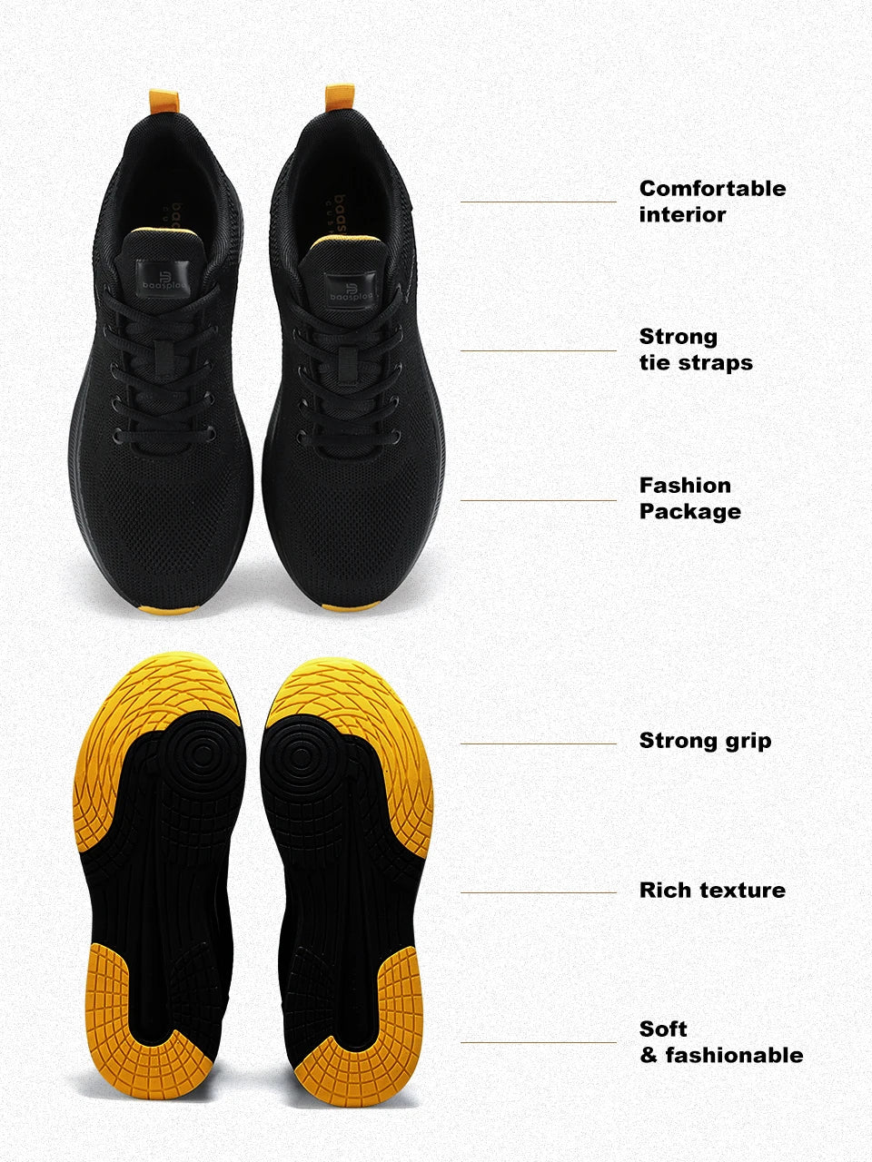 Baasploa Scarpe Da Corsa Uomo Leggere In Mesh Traspiranti Con Lacci Per Attività All Aperto