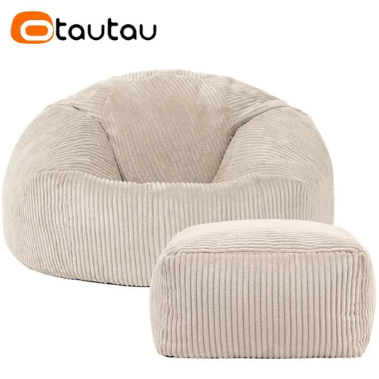 Otautau Pouf In Velluto A Coste Senza Riempitivo Pavimento Beanbag Sedia Lettino Ottomano Mobili Senza Telaio DD025