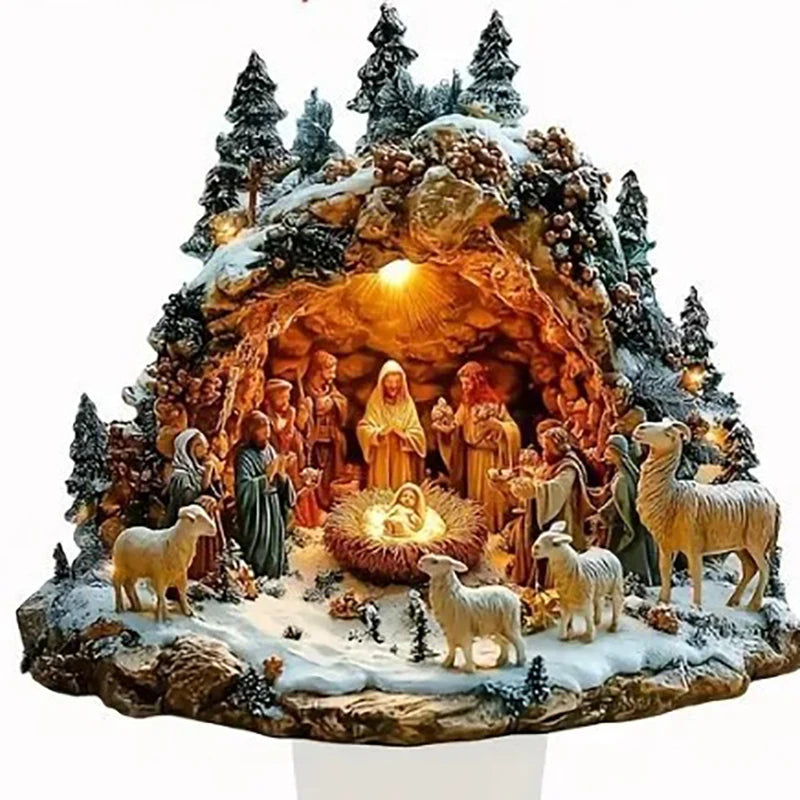 Ornamento Per Presepe In Cristallo Trasparente Centrotavola Natalizio Per Tavola Decorazione Cristiana Piatta 2D Lucida
