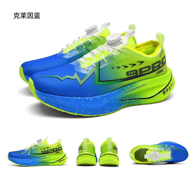 Scarpe Da Corsa Fluorescenti Carbon Board Marathon Uomo Traspiranti Leggere Comode Sneakers Antiscivolo