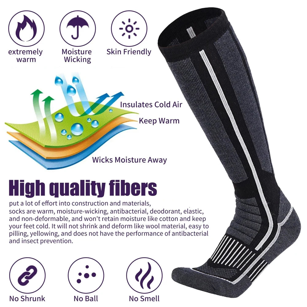 Calzini Termici In Lana Merino Unisex Lunghi A Compressione Per Sci Escursionismo Snowboard Trekking