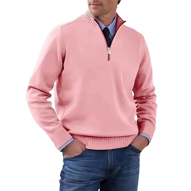 Pullover da Uomo con Zip a Quarter Zip Dolcevita Collo Lupetto Maglione Maniche Lunghe Streetwear Autunno Inverno