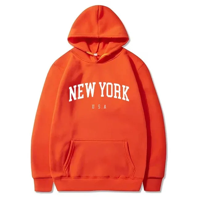 Felpe Con Cappuccio Uomo Donna New York City Stampe Lettere Grafica Casual Harajuku Pullover Abbigliamento Sportivo