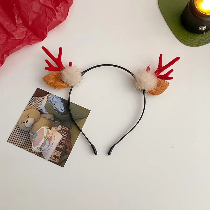 Fascia Natalizia Corna Di Renna Con Fiore Copricapo Per Capelli Per Bambini Adulti Natale Halloween Cosplay