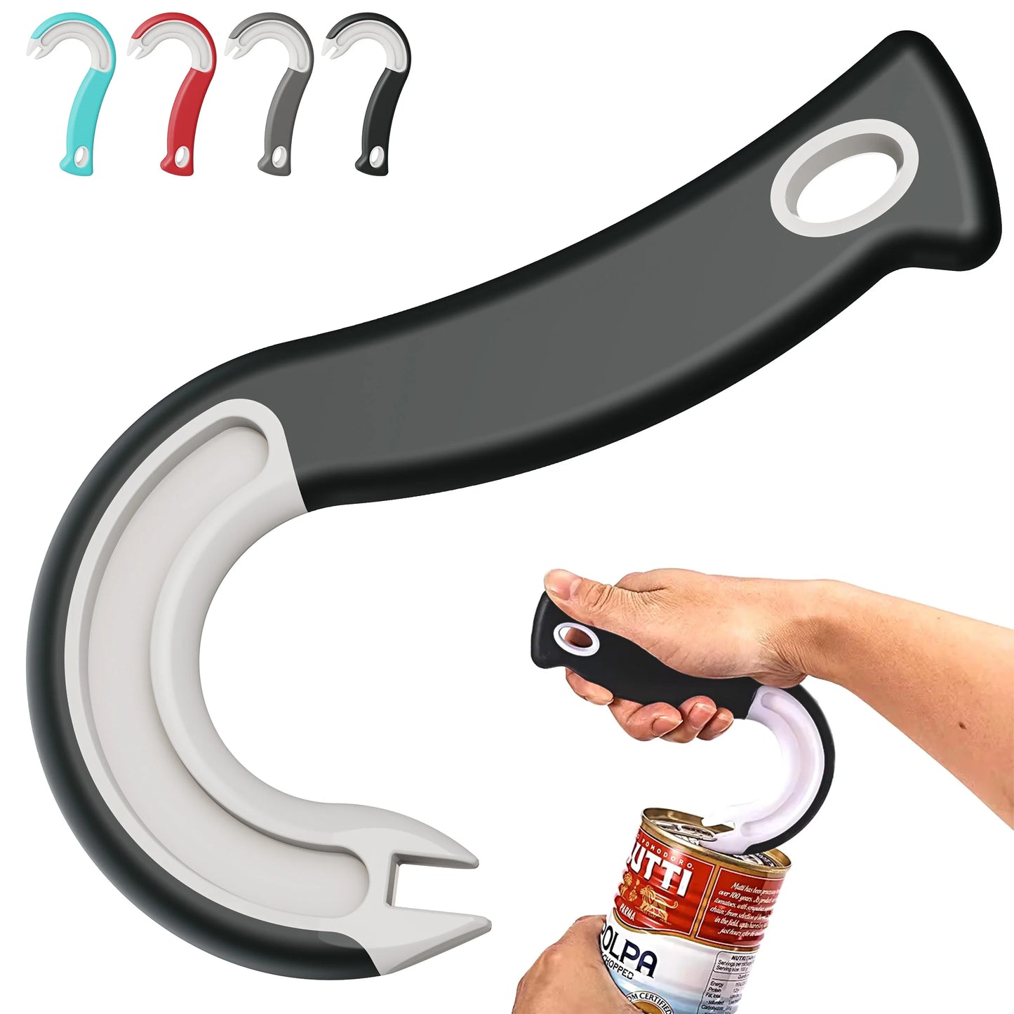 Apriscatole Easy Grip Con Gancio Presa Stabile Design Ergonomico In Plastica Resistente Per Uso Domestico E Ristorazione