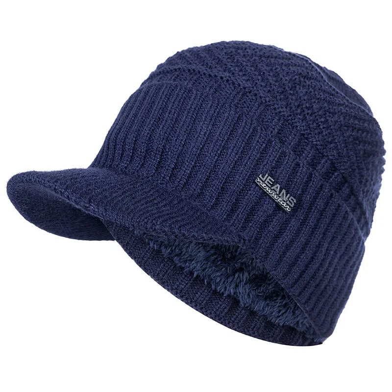 Cappello In Lana Per Uomo Autunno Inverno Lavorato A Maglia Con Visiera Imbottita Caldo E Confortevole