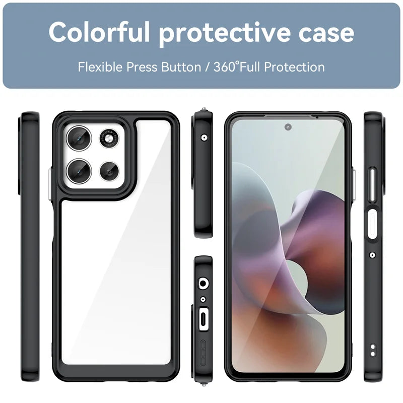 Custodia TPU Trasparente Colorata Per Motorola Moto G06 Power G56 G86 5G Antimpronta Antigraffio Antiscivolo