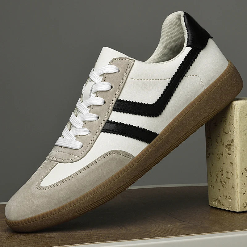 Scarpe Vulcanizzate Uomo Collezione Primaverile Scarpe Stringate Casual da Esterno Pelle Classiche da Passeggio Skate