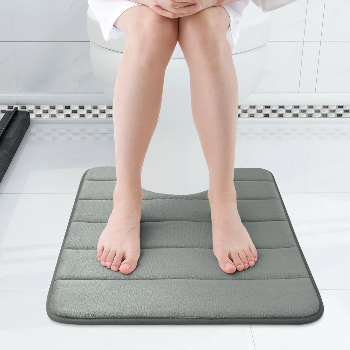 Tappetino Da Bagno A Forma Di U 50x60 Cm Memory Foam Assorbente Antiscivolo Per Pavimento Del Bagno