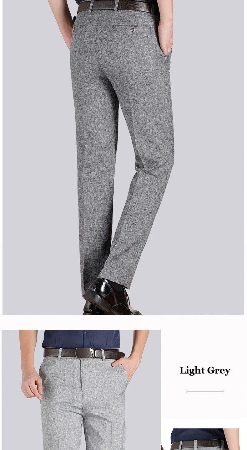 Pantaloni Da Uomo Vita Alta Dritti Per Business Casual Estivi Autunnali Spessi Taglie Forti 28 40