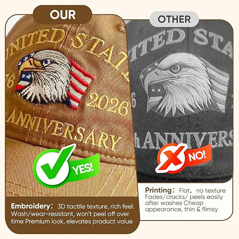 Cappello Patriottico 250esimo Anniversario USA Con Aquila Ricamata Unisex Berretto Da Baseball Elegante