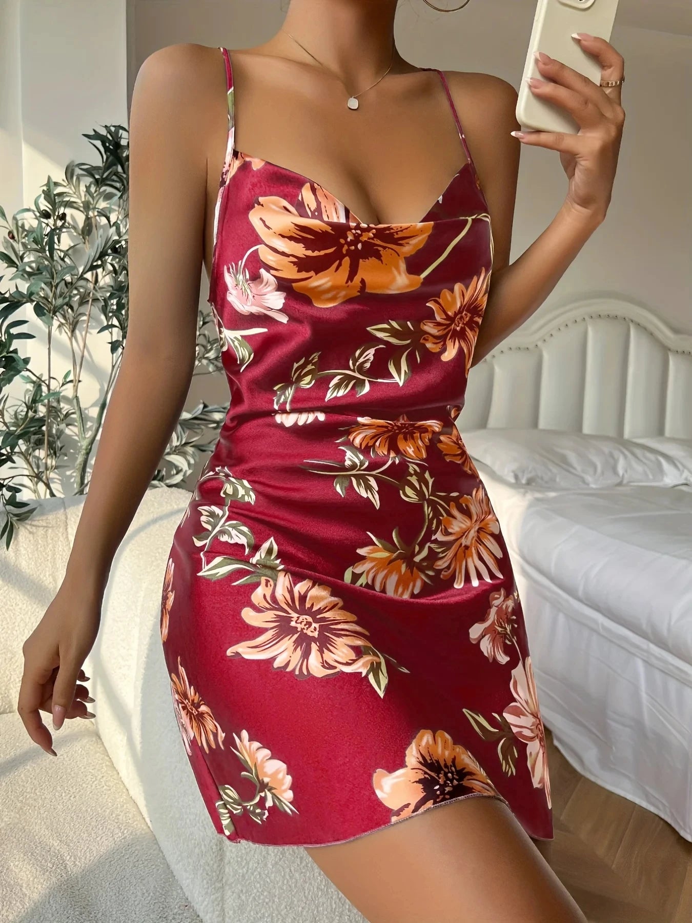 Abito Sottoveste Estivo Midi Traspirante Per Donne Con Spalline Sottili E Spacco Retro Effetto Seta Ghiaccio