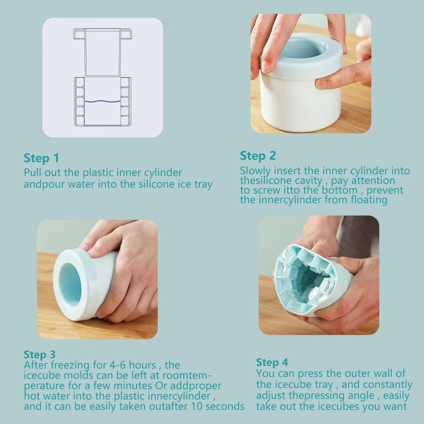 Stampo Per Cubetti Di Ghiaccio In Silicone Per Uso Alimentare Per Whisky E Bar Ecologico Pratico