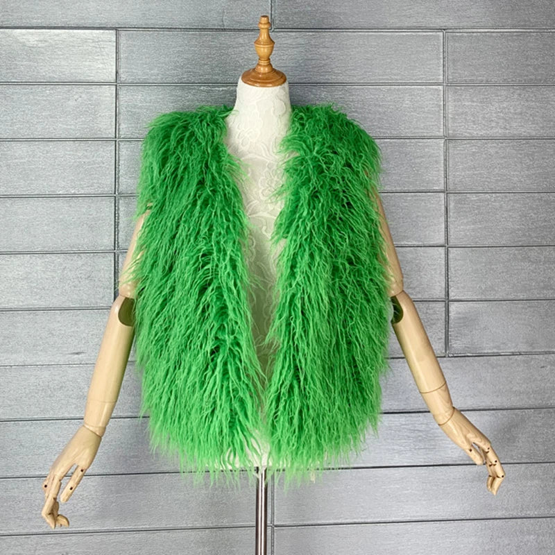 Gilet Di Pelliccia Sintetica Da Donna Lana Imitazione Caldo Senza Maniche Autunno Inverno 2025 Stile Elegante
