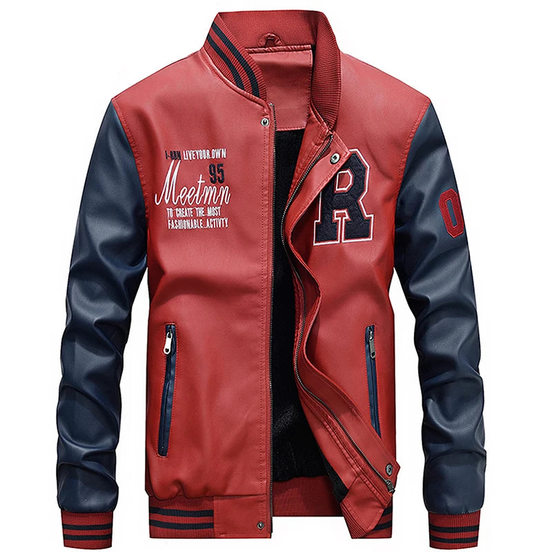 Giacca Da Uomo Inverno In Pile Spesso Con Collo Alto Stile Baseball Per Esterno Tessuto Solido Caldo