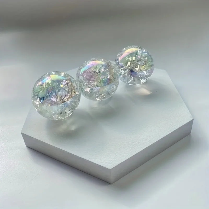 Sfera Di Cristallo Arcobaleno Aura Fire And Ice Con Crepa Di Ghiaccio Per Guarigione Reiki Decorazione Domestica