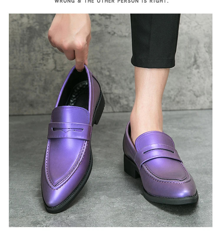 Scarpe Da Uomo In Pelle Oxford Verdi E Viola Scarpe Da Lavoro Classiche Mocassini Casual Eleganti