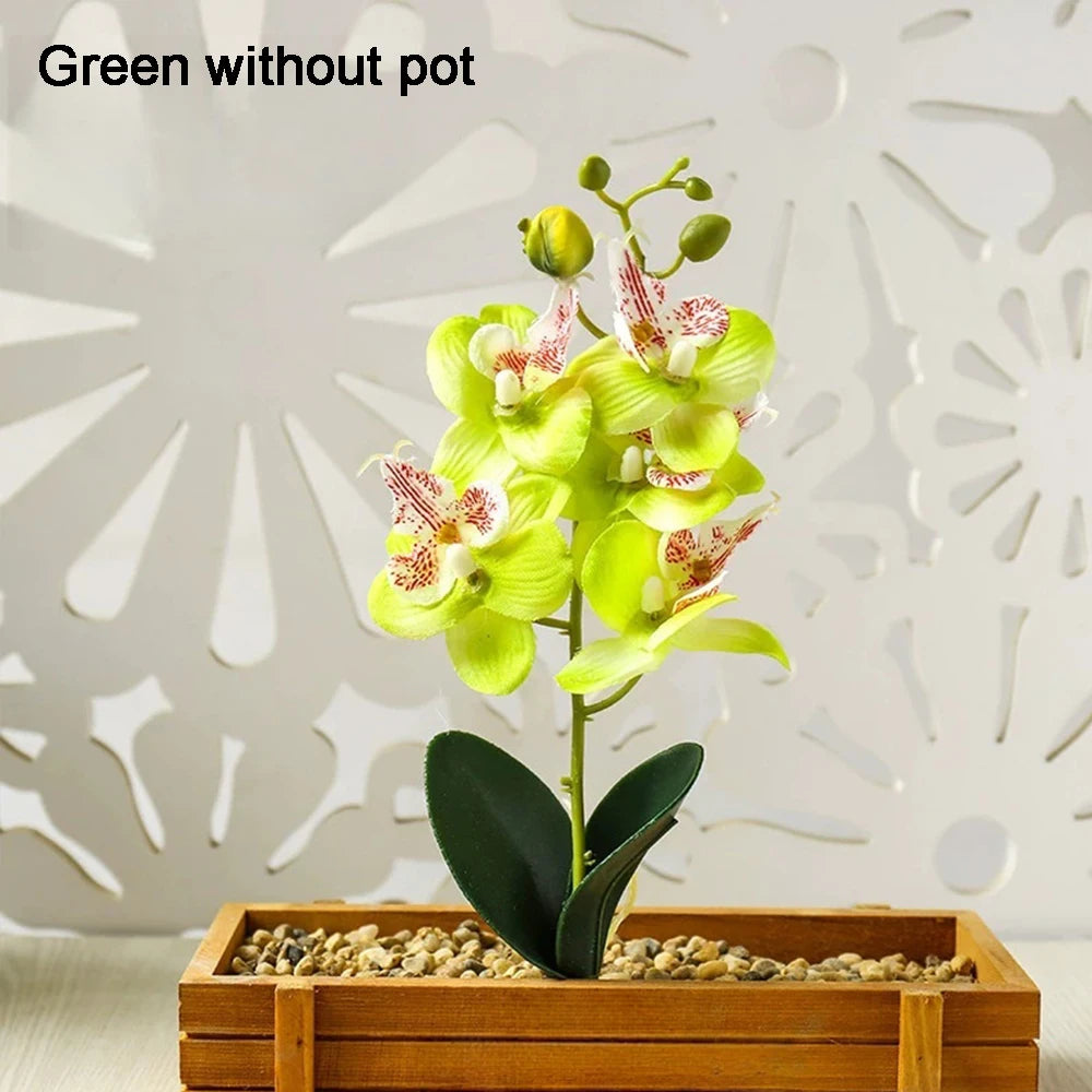 Orchidee Artificiali Con Vaso Bianco Pianta Finta Seta Decorazione Domestica Fiori Finti