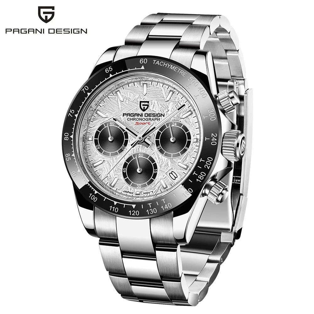Pagani Design PD 1644 Orologio Da Uomo Con Quadrante Meteoritico E Vetro Zaffiro Quarzo 100M Cronografo