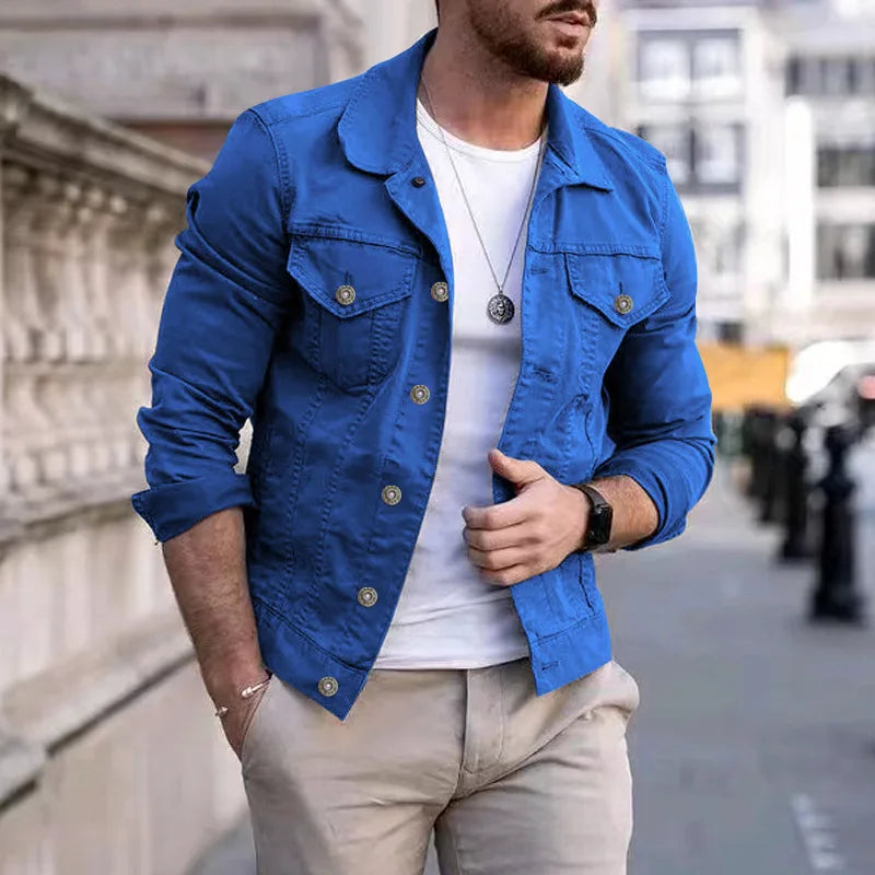 Giacche Jeans Uomo Slim Fit Hip Hop Streetwear Cotone Classico Abbigliamento Maschile Casual