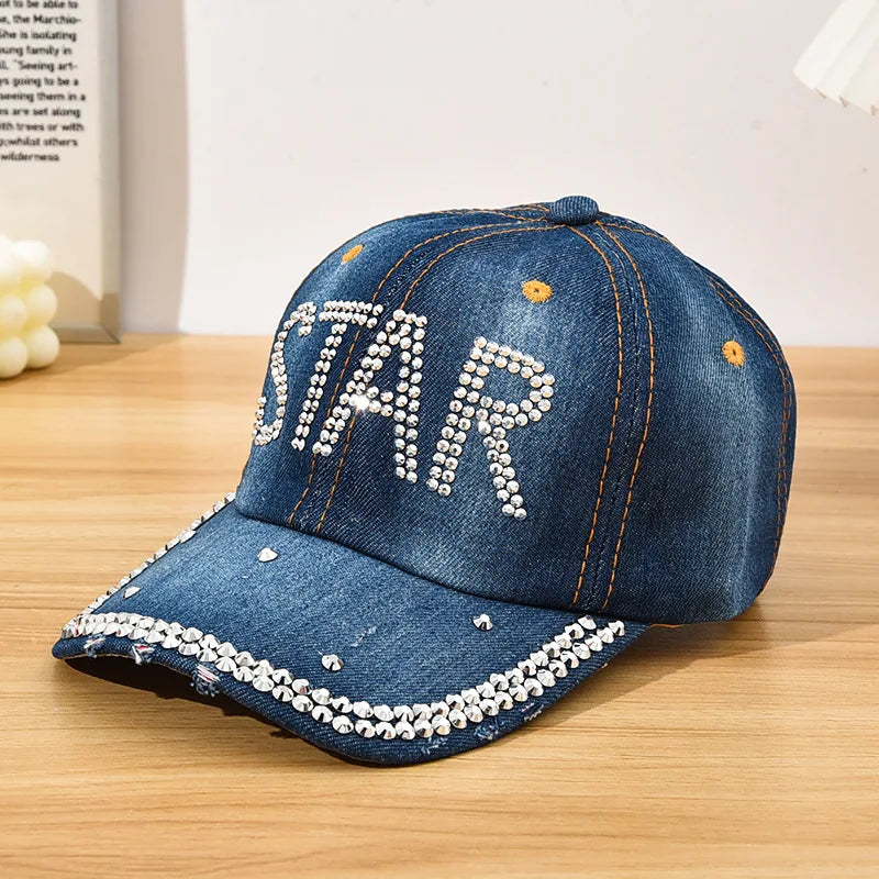 Cappellino Da Baseball Con Diamanti Y2K Motivo Stelle Regolabile Chiusura Posteriore Unisex Design Casual Moda Quotidiana