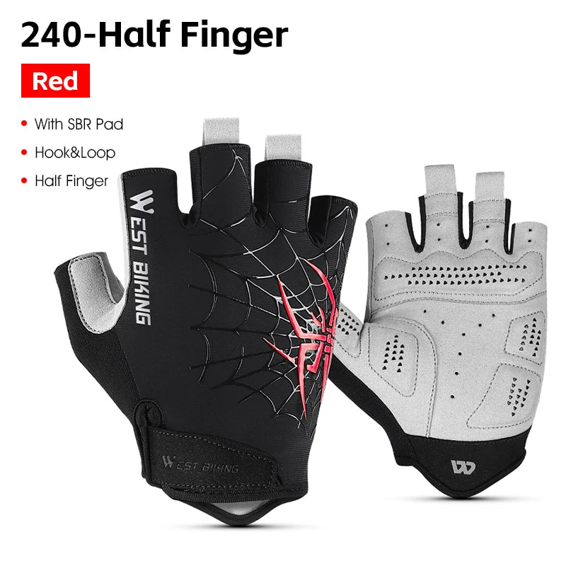 West Biking Guanti da Ciclismo Mezze Dita Con Motivo Ragni Cool Spider Estivo MTB Guanti da Strada Touch Screen