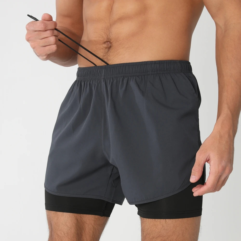Pantaloncini Da Corsa Da Uomo 2 In 1 Palestra Asciugatura Rapida Pantaloni Corti Sportivi Estivi
